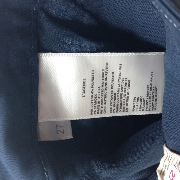 L'agence Margot Skinny High Rise Navy Coated Pants Size 27 Revolve - Picture 8 of 14